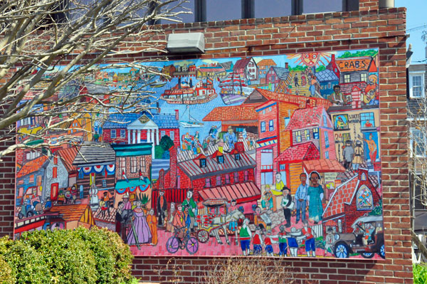 brick wall and mural in Annapolis
