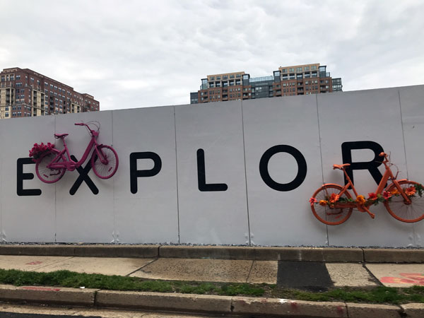 bicycle art on a wall