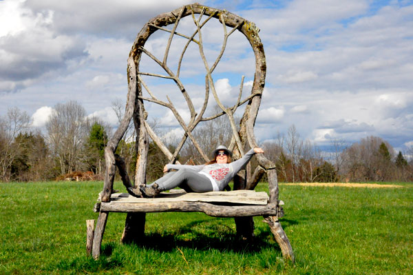 Karen Duquette sitting in a big chair