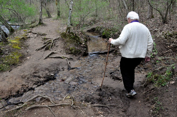 Lee Duquette ready to cross the stream