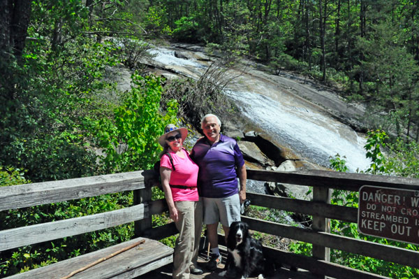 the two RV Gypsies at the waterfall