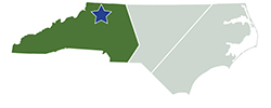 North Carolina Map showing location of Stone Mountain