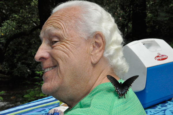 Butterfly on Lee Duquette's back