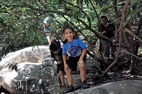 exploring on the big boulders