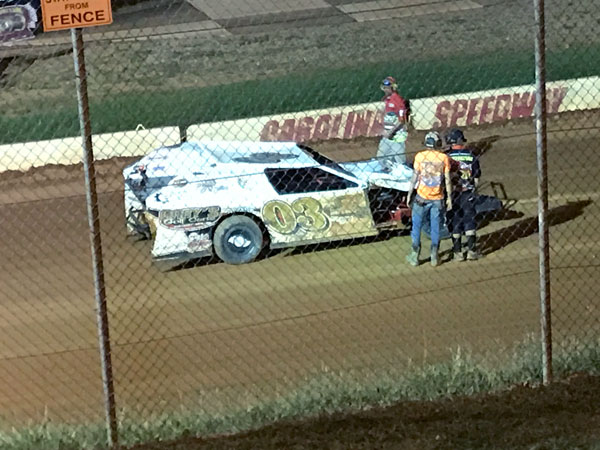 crunched racecar at Carolina Speedway