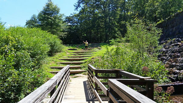 Karen Duquette approaching the dam