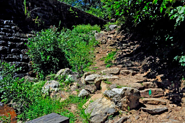 difficult climb to the other side of the dam