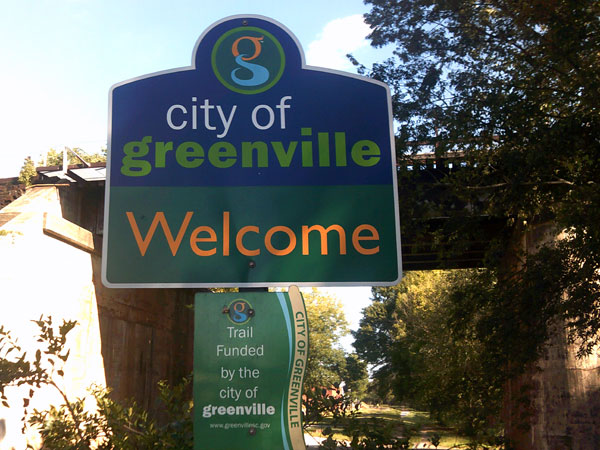 welcome to Greenville sign