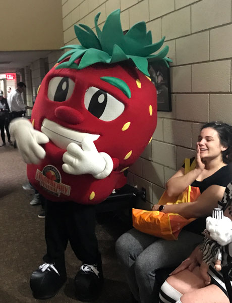 a big, walking strawberry