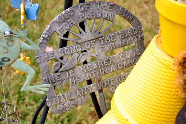 saying on the Fort Mill Garden Club scarecrow