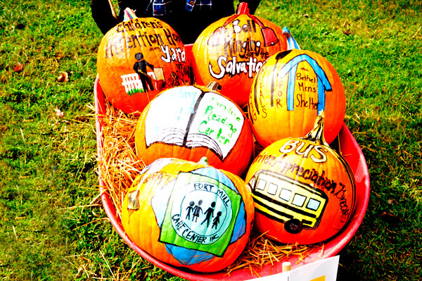 pumpkins in a wagon