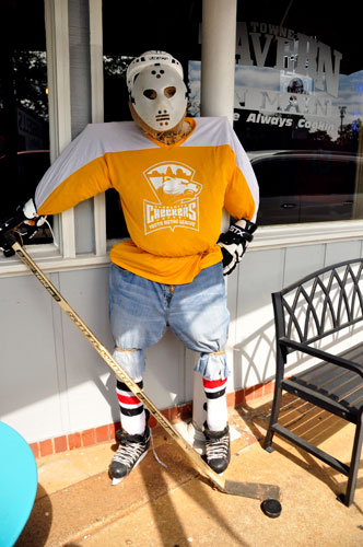 Checkers hockey scarecrow