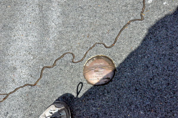 Mount Mitchell marker and Karen Duquette's foot