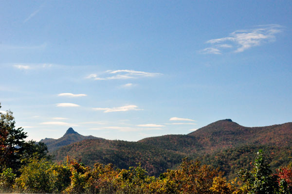 view of Table Rock and Hawksbill Mountains