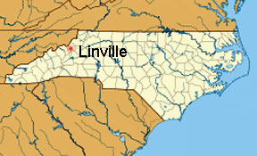 North Carolina map showing location of Linville