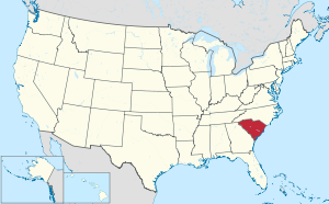 USA map showing location of South Carolina