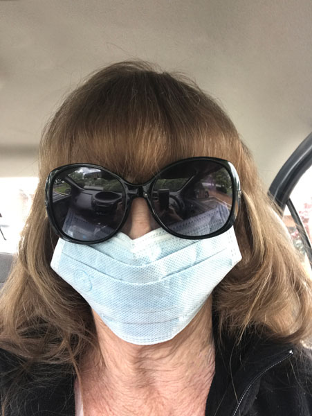 Karen Duquette in her face mask
