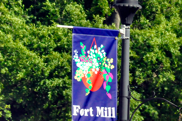 Fort Mill SC sign on a light pole