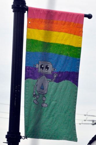 flag on a lightpole in Lancaster, SC