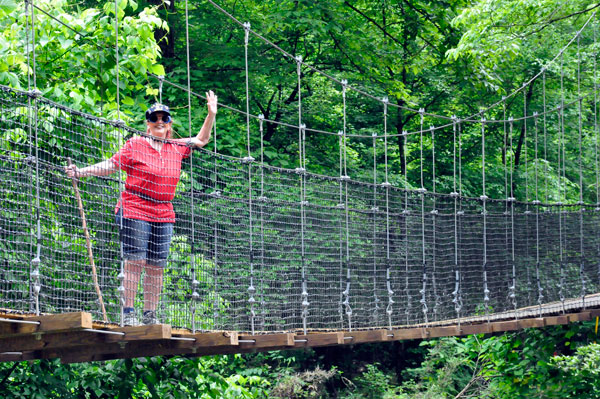 Karen Duquette on the swinging Bridge