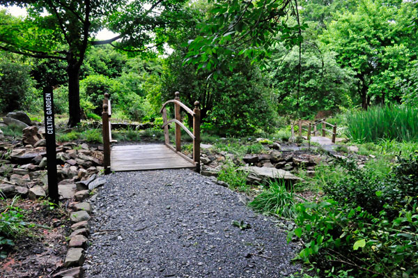 A small bridge with ponds in The Celtic Garden