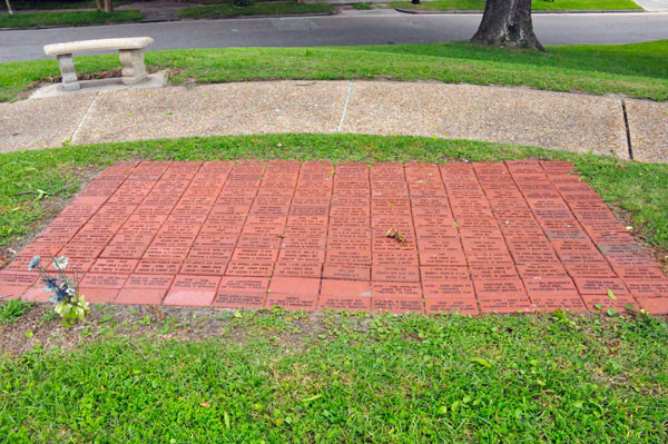 red dedication bricks