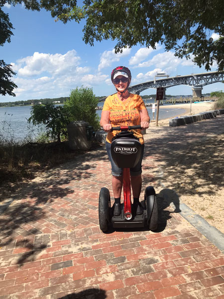 Karen Duquette on a Patriot Segway tour in Yorktown Viriginia