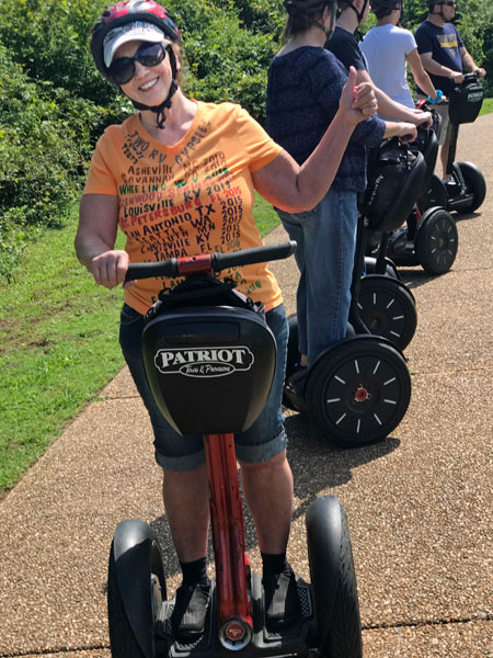 Karen Duquette on a Patriot Segway tour in Yorktown Viriginia