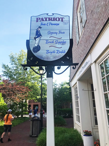 Karen Duqueete at the Patriot Segway tour sign