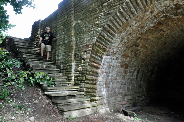 Lee Duquette on stairs at Cumberland Mountain State Park