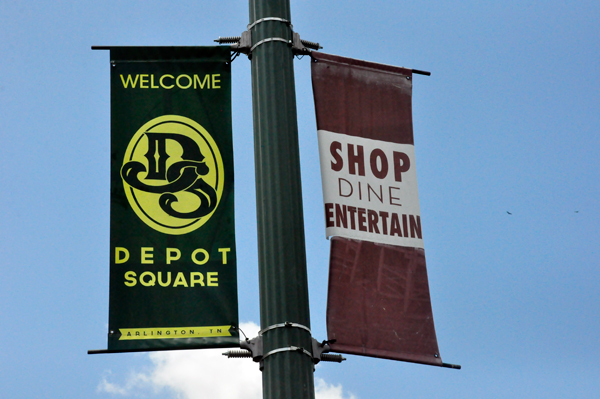 Arlington Depot Square flags