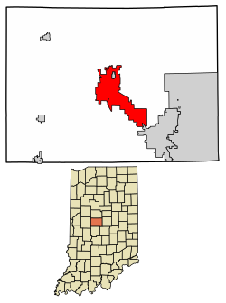 Indiana map showing location of Lebanon