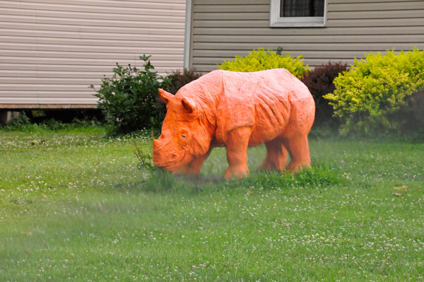 A bright orange hippo