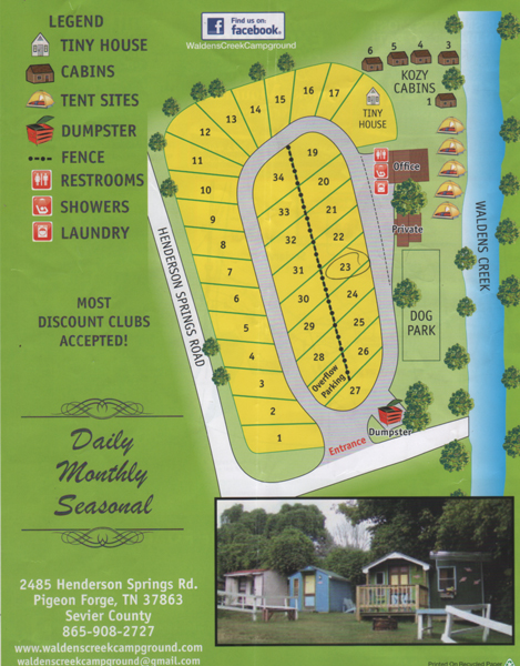 Waldens Creek Campground map