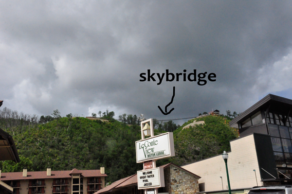 Gatlingburg Skybridge as seen from the town