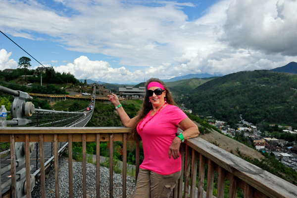 Karen Duquette on the other side of the Skybridge