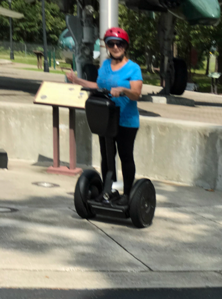 Karen Duquette on a Segway