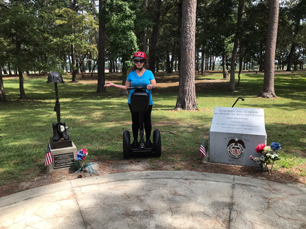 Karen Duquette on her Segway