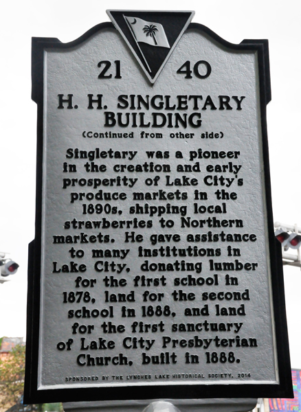 H.H. Singletary Building sign side 2
