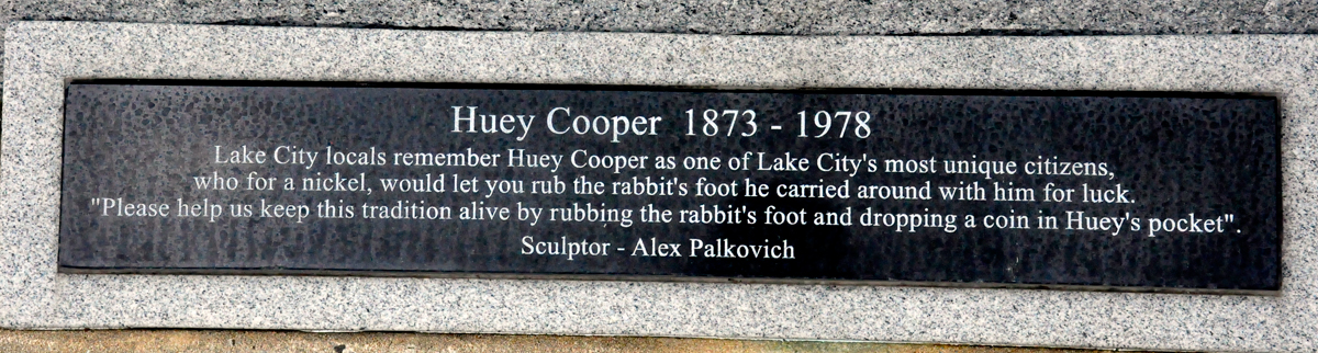 sign at the Huey Cooper monument