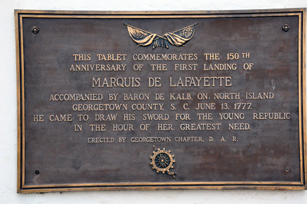 plaque for Marquis De Lafayette