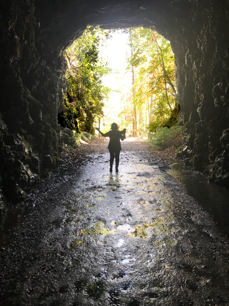 Karen Duquette in the Stumphouse Tunnel