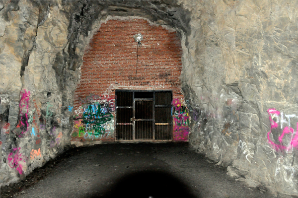 Lee Duquette in the Stumphouse Tunnel end