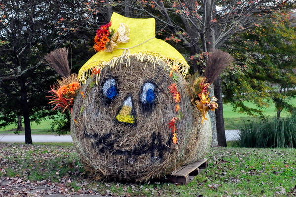 decorated hay bale