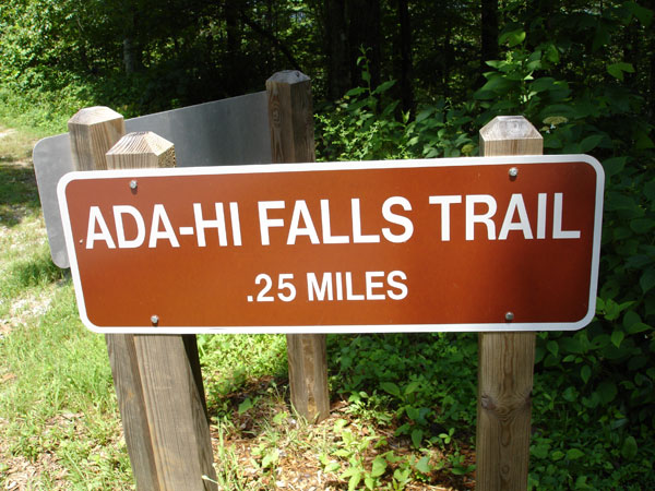 Ada-Hi Falls Trail sign