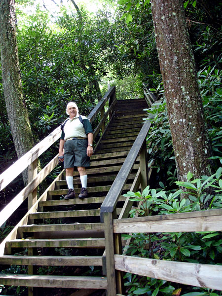 Lee Duquette on the stairs