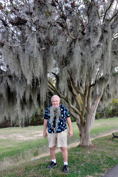 Lee Duquette and the moss covered tree