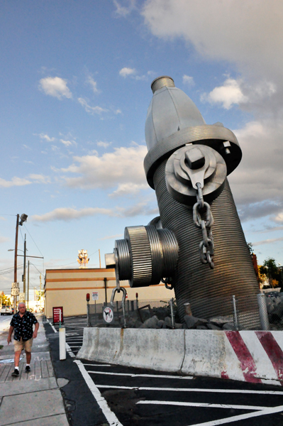 Lee Duquette at the world's largest fire hydrant