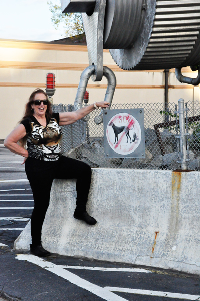 Karen Duquette at the world's largest fire hydrant