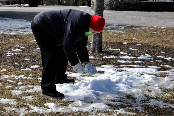 Lee Duquette had fun with the traces of icy snow